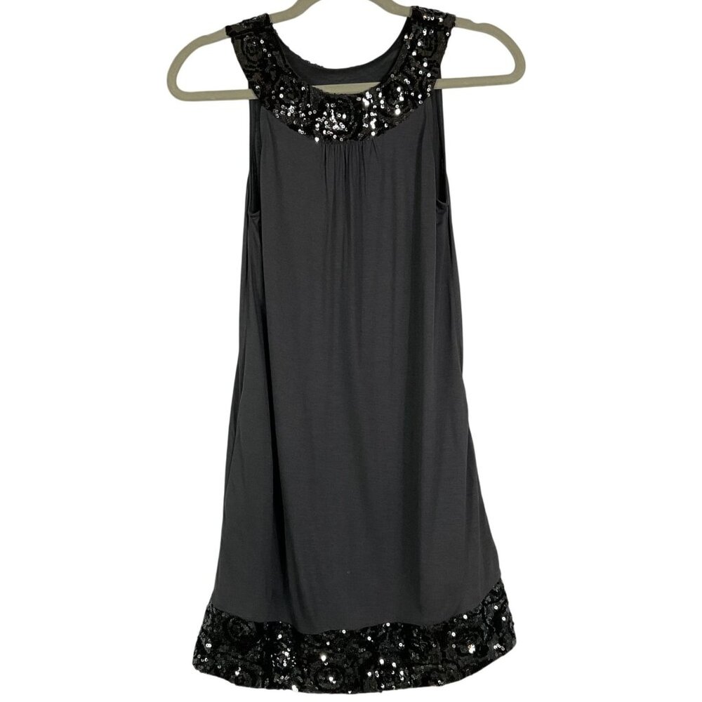 NWT Express Midi Shift Dress with sequin detail, side pockets, charcoal gray, XS